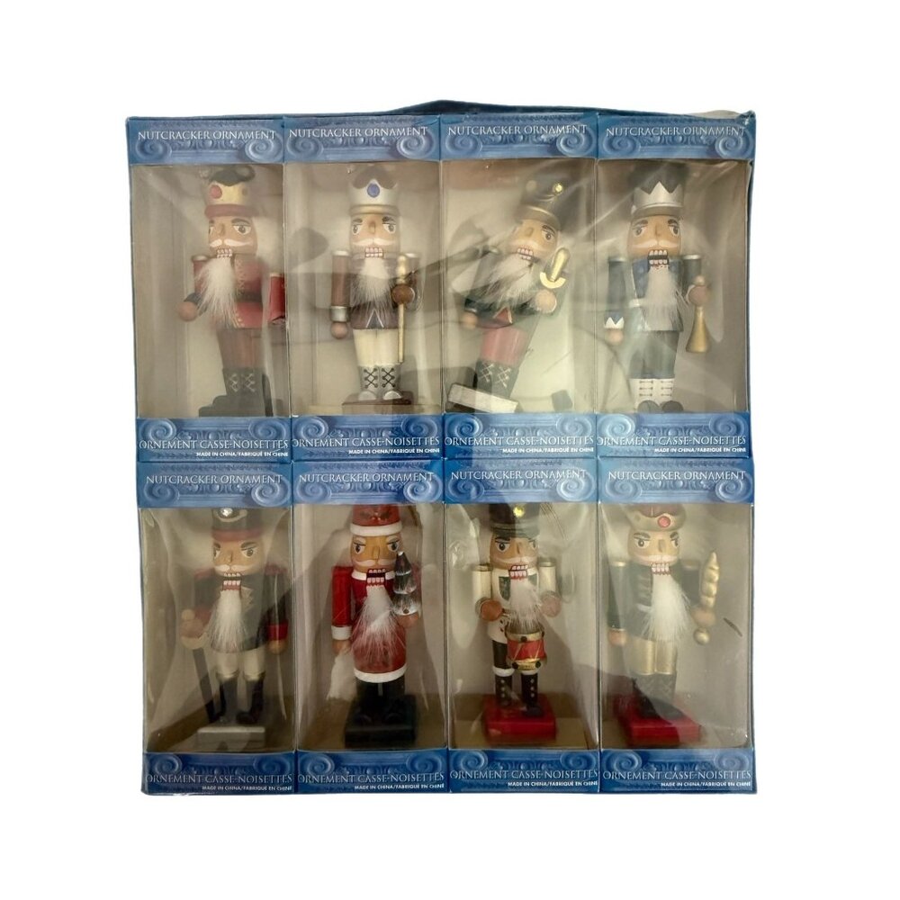 Costco Nutcracker 4” Wooden Christmas Tree Ornaments Set of 8 NEW *READ*